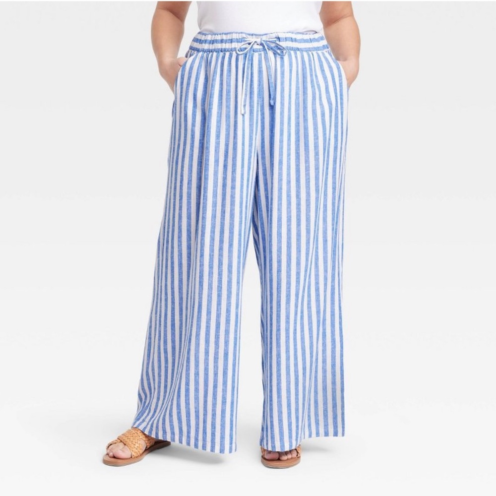 Wide Leg Linen Blend Pant